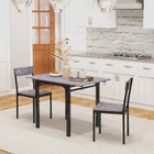 HOMCOM 3-Piece Drop Leaf Dining Set with Folding Table - Light Grey-The table top can be expanded or retracted to meet your needs