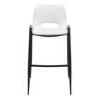 Zuo Desi Barstool - White - Set of 2-Plush and durable faux leather fabric