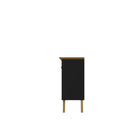 Manhattan Comfort Yonkers 62.99" Mid-Century Modern Sideboard - Black and Cinnamon-Fashionable Framed Base Splayed Legs made from Solid Wood for Extra Durability