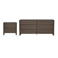 Manhattan Comfort Linda Modern 2-Piece Dresser and Nightstand Set - Walnut Brown-Modern 2-Piece Double Dresser and Nightstand for Bedroom and Living Room Use