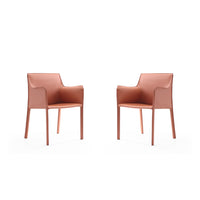 Manhattan Comfort Paris 21.65" Modern Leatherette Upholstered Dining Armchair - Clay - Set of 2-Modern Dining Chair Perfect for Dining and Home Office Use. Set of 2