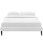 Modway Tessie Vinyl Queen Bed Frame with Squared Tapered Legs - White-Non-Marking Foot Glides