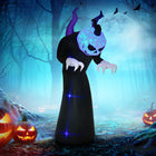Outsunny 7' Inflatable Ghost with Horns Halloween Decoration-LED lights and a blue flame light create a spooky, eerie, and eye-catching effect 