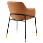 Modway Jovi Vegan Leather Dining Chair - Black/Tan - 2 Pack-Chair Weight Capacity: 331 lbs.