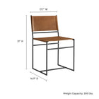 Modway Thatcher Leather and Metal Dining Chair - Tan-Metal Sled Base