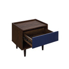 Manhattan Comfort Duane Mid-Century Modern End Table and Coffee Table - Dark Brown and Navy Blue - Set of 2-Home Assembly Required. All Hardware Included