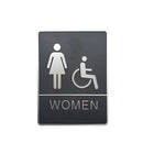 Futech Woman and Handicap with Braille Washroom Sign- Grey - 2 Pack-6"W x 8"H x 1-1/4"D