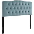 Modway Annabel Diamond Tufted Performance Velvet Queen Headboard - Light Blue-Luxurious Modern Queen Headboard