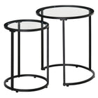 HOMCOMNesting Coffee Tables with Metal Base - Black - Set of 2-Modern design with metal base and clear tabletop is easily fit to any home style 