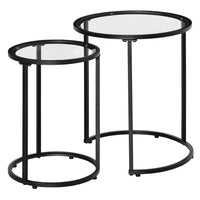 HOMCOMNesting Coffee Tables with Metal Base - Black - Set of 2-Modern design with metal base and clear tabletop is easily fit to any home style 