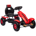 Aosom Kids Pedal Go Kart with Adjustable Seat and Rubber Wheels - Red-Handbrake, freewheel, and reverse functions for great control and maneuverability 