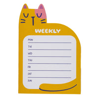 Moments Of Joy Weekly Notepad - 100 Sheets - Cat-Cat-shaped weekly notepad adds a fun and playful touch to your workspace