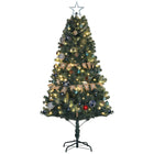 HOMCOM 6' Pre-Lit Artificial Christmas Tree with LEDs and Decorations - Green-Warm white LED lights with controller brighten up festive evenings 