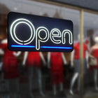 Futech LED Open Sign - 22" W x 12" H - White/Blue-Includes Hanging Metal Chain