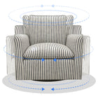 Ebello Kandyn 29.7" W Modern Soft Stripe Upholstered Swivel Barrel Chair with Removable Cushion - Blue-7