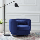 Modway Relish Performance Velvet Swivel Chair - Black Navy-Performance Velvet Upholstery