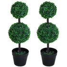 Outsunny 2 Ball Topiary Tree - Dark Green - 2 Pack-2 Pack beautiful artificial two-ball tree design plant 