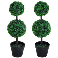Outsunny 2 Ball Topiary Tree - Dark Green - 2 Pack-2 Pack beautiful artificial two-ball tree design plant 