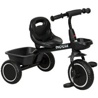 Qaba Toddler Tricycle with Adjustable Seat - Black-Adjustable seat with safety belt to fit your kid's needs securely 
