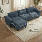 HOMCOM L-Shaped Sectional Couch with Deep Seat and Ottoman - Blue-Wide, padded armrests double as pillows for added neck and head support
