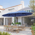 Outsunny Extra-Large Double-Sided Patio Umbrella - 15' - Blue-Large 8.7' diameter double canopy umbrella with 7.8' height for wide coverage from the sun
