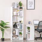 HOMCOM 6-Tier Tall Bookcase - White-Irregular shelves for better classifying your items 