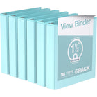Davis Group Economy 1.5" 3-Ring View Binders - Aqua - 6 Pack-Durable 3-Ring View Binder