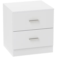 HOMCOM Bedside Table with 2 Drawers - White-Simple design is versatile and modern. Suitable for many home spaces!
