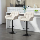 HOMCOM Adjustable Swivel Tufted Fabric Bar Stools - Cream White - 2 Pack-The height of the seat is adjustable to the height of the counter or bar
