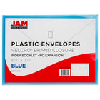 JAM Paper Plastic Envelopes with VELCRO Brand Closure, Index Booklet, 5.5 x 7.5, Blue Poly, 24 Pack (920V0bug)-Opening: booklet
