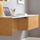 Modway Kinetic 38" Wall-Mount Office Desk With Cabinet and Shelf - White Natural-6
