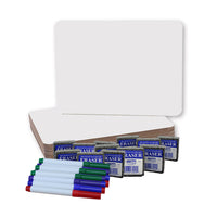 Flipside Magnetic Dry Erase Boards with Coloured Pens & Erasers - 9" x 12" - 12 Pack-Magnetic boards are perfect for the household, school, or workplace!