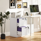HOMCOM 2-Drawer Vertical Office Filing Cabinet - White-Adjustable hanging rail in each drawer accommodates A4 and letter file sizes

