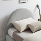 Modway Resort Upholstered Fabric Arched Round Twin Platform Bed - Heathered Weave Light Grey-Woven Heathered Fabric Upholstery
