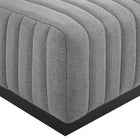 Modway Conjure Channel Tufted Upholstered Fabric Ottoman - Black/Light Grey-Matte Black Base