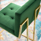 Modway Privy Gold Stainless Steel Performance Velvet Bar Stool - Gold Emerald-Gold Stainless Steel Geometric Base
