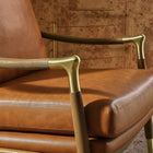 Modway Langford Vegan Leather Accent Armchair - Tan Walnut-Non-Marking Floor Glides