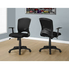 Monarch Specialties - 7265 Office Chair - Swivel - Ergonomic - Armrests - Computer Desk - Work - Metal - Black-Seat height: 18"-21"H; Seat dimensions: 19"Lx20"Dx21.5"H (back rest); Arms: 10.75"Lx2.5"Wx9"H