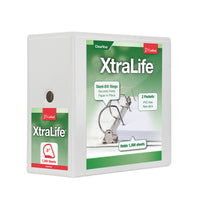 Cardinal XtraLife ClearVue Locking D-Ring Binder, White, 6”-Interior pockets on the front and back