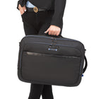 Nextech Convertible Backpack Business Case with 17.3" Laptop Compartment - Black-Crafted from durable yet lightweight polyester