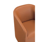 Manhattan Comfort Anna Round 23.23" Modern Faux Leather Upholstered Dining Armchair - Saddle-30 Day Limited Manufacturer's Warranty
