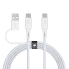 LOGiiX 2-in-1 Multicable 1.5M USB-C to USB-C/USB-A - White-1.5M (*4.92ft) durable braided multicable for charging & syncing USB-C devices