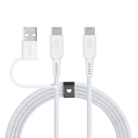 LOGiiX 2-in-1 Multicable 1.5M USB-C to USB-C/USB-A - White-1.5M (*4.92ft) durable braided multicable for charging & syncing USB-C devices
