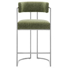 Modway Huron Curved Back Fabric and Metal Counter Stool - Silver Leaf-7