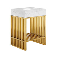 Modway Gridiron 24" Bathroom Vanity - White/Gold-Modern Bathroom Vanity
