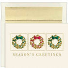 JAM Paper Christmas Cards & Matching Envelopes Set - 7-6/7" x 5-5/8" - Gold Wreath Trio - 16 Pack-Gold Wreath Trio Design