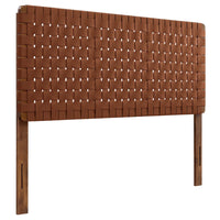 Modway Sparta Weave Vegan Leather Queen Headboard - Walnut Brown-Queen Size Headboard Only