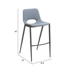 Zuo Desi Armless Barstool - Azure Grey - Set of 2-Plush and durable faux leather fabric