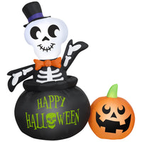 GEMMY Airblown Inflatable Halloween Skeleton in Cauldron - 48"-Lights up with bright, energy-efficient LED light