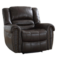 Ebello Chemika 40.9" W Classic Super Soft Padding And Oversize Manual Recliner With Rivets-darkbrown-Solid and engineered wood frame provides a sturdy foundation